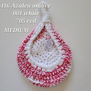 MEDIUM  416 AZALEA OMBRE 001 WHITE HANDMADE CROCHETED  HANGING WALL BASKET